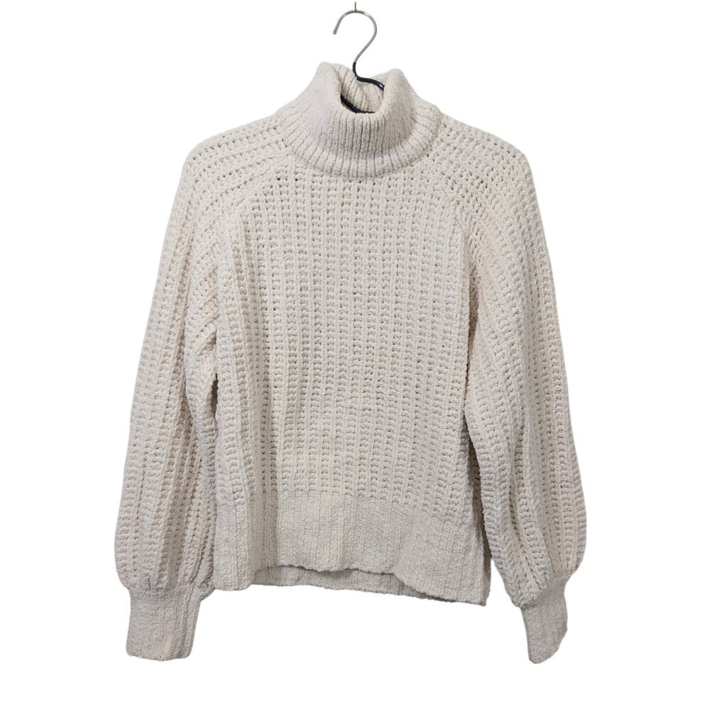 Abercrombie & Fitch Chunky Knit Turtleneck Sweater Off-White Womens Small